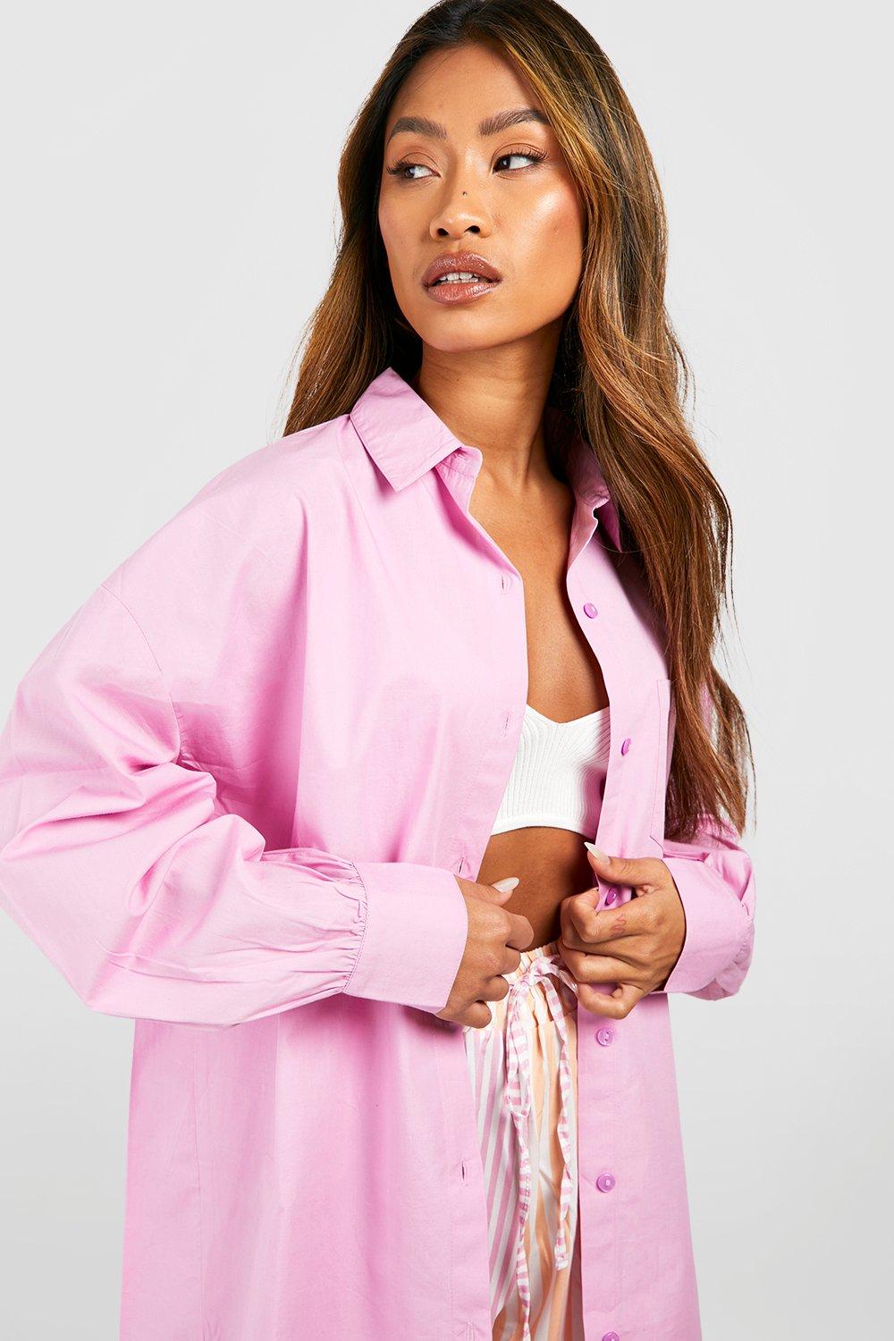 Pastel Pink Oversized Cotton Poplin Shirt